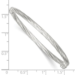 Sterling Silver Polished Twisted and Textured 3.00mm Hinged Baby Bangle