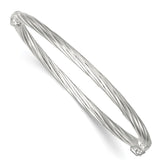 Sterling Silver Polished Twisted and Textured 3.00mm Hinged Baby Bangle