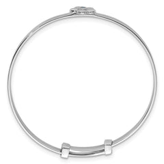 Sterling Silver Rhodium-plated Polished Blue CZ Flower Childrens Expandable Bangle
