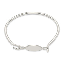 Sterling Silver Bangle w/Round ID Plate Bracelet