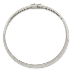 Sterling Silver 10mm Polished D/C Textured Flexible Bangle