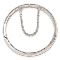 Sterling Silver RH-plated Polished 4mm w/ Safety Hinged Children's Bangle - 5
