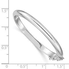 Sterling Silver RH-plated Polished 4mm w/ Safety Hinged Children's Bangle - 5