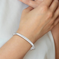 Sterling Silver RH-plated Polished 4mm w/ Safety Hinged Children's Bangle - 3
