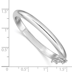 Sterling Silver RH-plated Polished 5mm w/ Safety Hinged Children's Bangle - 2