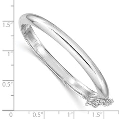 Sterling Silver RH-plated Polished 5mm w/ Safety Hinged Children's Bangle - 3