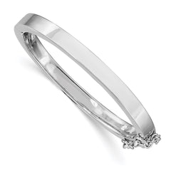 Sterling Silver RH-plated Polished 4mm w/ Safety Hinged Children's Bangle - 2