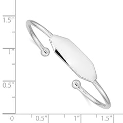 Sterling Silver Rhodium-plated Polished ID Children's Cuff Bangle - 3