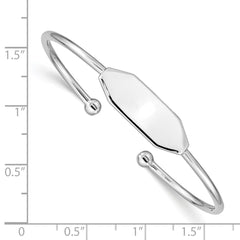 Sterling Silver Rhodium-plated Polished ID Children's Cuff Bangle