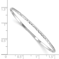 Sterling Silver RH-plated Polished & D/C 2mm Slip On Children's Bangle - 2