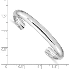 Sterling Silver Rhod-plated Polished & Domed 6mm Children's Cuff Bangle - 2