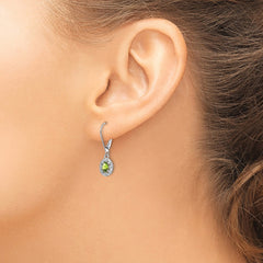 Sterling Silver Rhodium-plated Diam. & Peridot Earrings - 2
