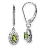 Sterling Silver Rhodium-plated Diam. & Peridot Earrings - 2