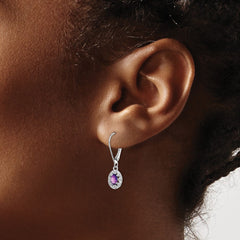 Sterling Silver Rhodium-plated Diam. & Amethyst Earrings - 3