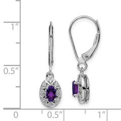 Sterling Silver Rhodium-plated Diam. & Amethyst Earrings - 3