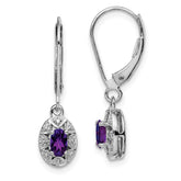 Sterling Silver Rhodium-plated Diam. & Amethyst Earrings - 3