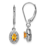 Sterling Silver Rhodium-plated Diam. & Citrine Earrings - 3