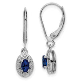 Sterling Silver Rhodium-plated Diam. & Created Sapphire Earrings - 2