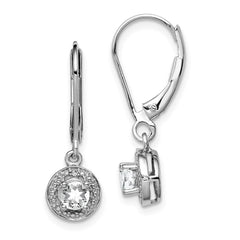 Sterling Silver Rhodium-plated Diam. & White Topaz Earrings - 2