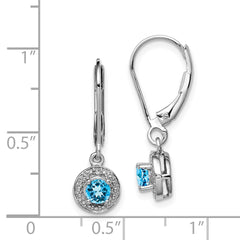 Sterling Silver Rhodium-plated Diam. & Blue Topaz Earrings - 2