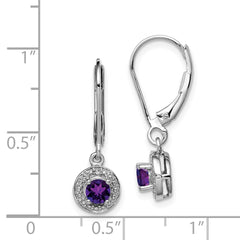 Sterling Silver Rhodium-plated Diam. & Amethyst Earrings - 2