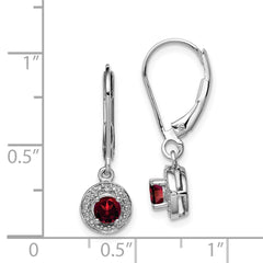 Sterling Silver Rhodium-plated Diam. & Garnet Earrings - 2