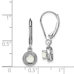 Sterling Silver Rhodium-plated Diam. & Created Opal Earrings - 3