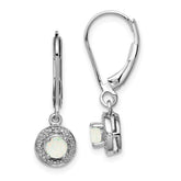 Sterling Silver Rhodium-plated Diam. & Created Opal Earrings - 3
