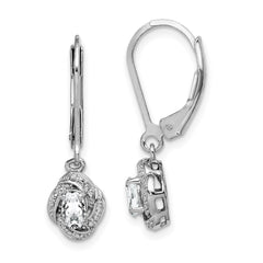Sterling Silver Rhodium-plated Diam. & White Topaz Earrings - 3
