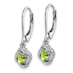Sterling Silver Rhodium-plated Diam. & Peridot Earrings - 3