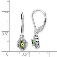 Sterling Silver Rhodium-plated Diam. & Peridot Earrings - 3