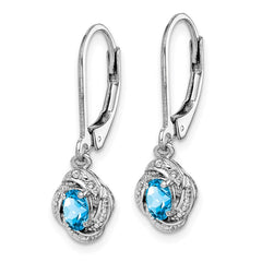 Sterling Silver Rhodium-plated Diam. & Blue Topaz Earrings - 3