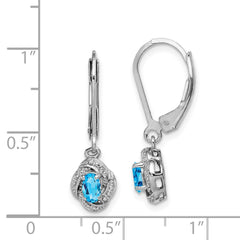Sterling Silver Rhodium-plated Diam. & Blue Topaz Earrings - 3