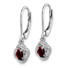 Sterling Silver Rhodium-plated Diam. & Garnet Earrings - 3