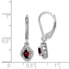 Sterling Silver Rhodium-plated Diam. & Garnet Earrings - 3