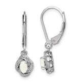 Sterling Silver Rhodium-plated Diam. & Created Opal Earrings