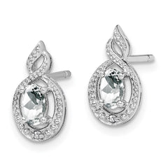 Sterling Silver Rhodium-plated White Topaz & Diam. Earrings - 5