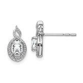 Sterling Silver Rhodium-plated White Topaz & Diam. Earrings - 5