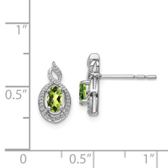 Sterling Silver Rhodium-plated Peridot & Diam. Earrings - 5