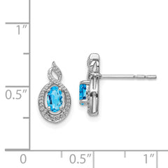 Sterling Silver Rhodium-plated Light Swiss Blue Topaz & Diam. Earrings - 4