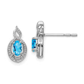 Sterling Silver Rhodium-plated Light Swiss Blue Topaz & Diam. Earrings - 4