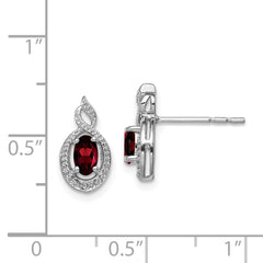 Sterling Silver Rhodium-plated Garnet & Diam. Earrings