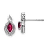 Sterling Silver Rhodium-plated Created Ruby & Diam. Earrings - 4