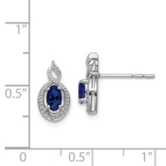 Sterling Silver Rhodium-plated Created Sapphire & Diam. Earrings - 2