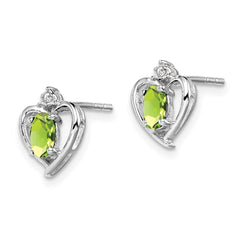 Sterling Silver Rhodium-plated Peridot & Diam. Earrings - 4