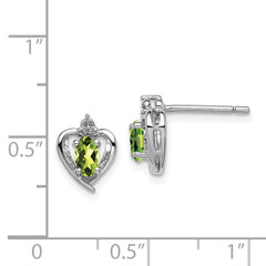 Sterling Silver Rhodium-plated Peridot & Diam. Earrings - 4