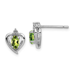 Sterling Silver Rhodium-plated Peridot & Diam. Earrings - 4