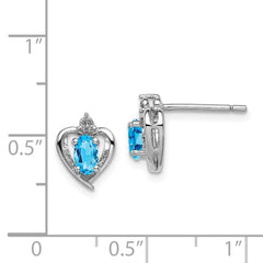 Sterling Silver Rhodium-plated Light Swiss Blue Topaz & Diam. Earrings - 3