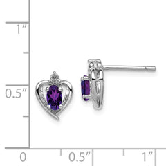 Sterling Silver Rhodium-plated Amethyst & Diam. Earrings - 3