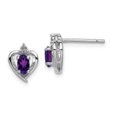 Sterling Silver Rhodium-plated Amethyst & Diam. Earrings - 3